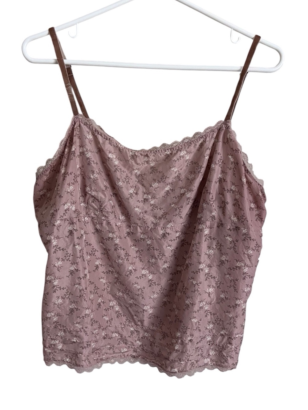 Tommy Hilfiger Vintage Y2K Pink Silk Tank Top Floral Lace Going Out Dainty XL